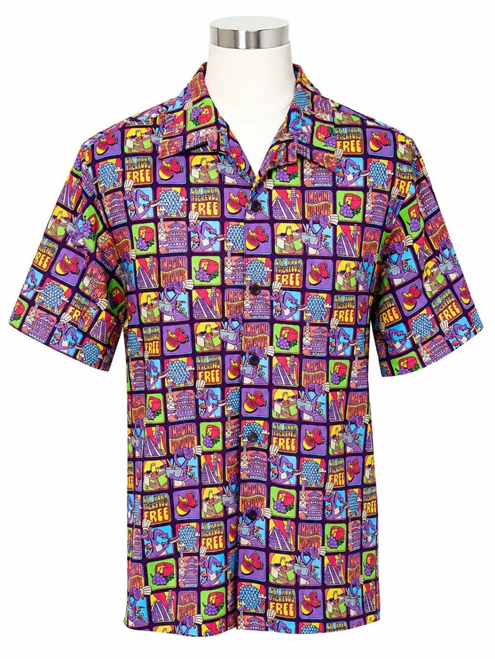 Disney NWT Epcot Food & Wine Festival Men's Figment Button Up Shirt Sz S Casual